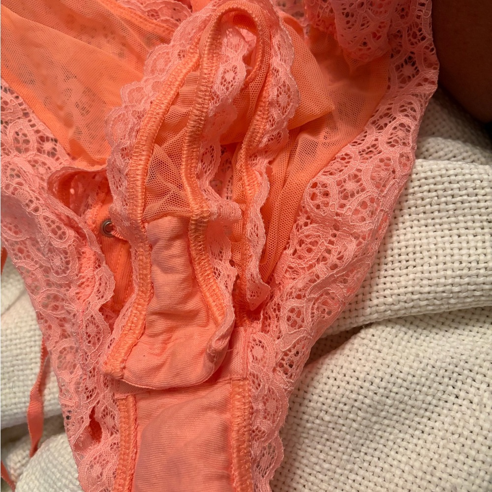 Lace-Up Orange Lace Victoria Secret Bodysuit - Picture 9 of 9